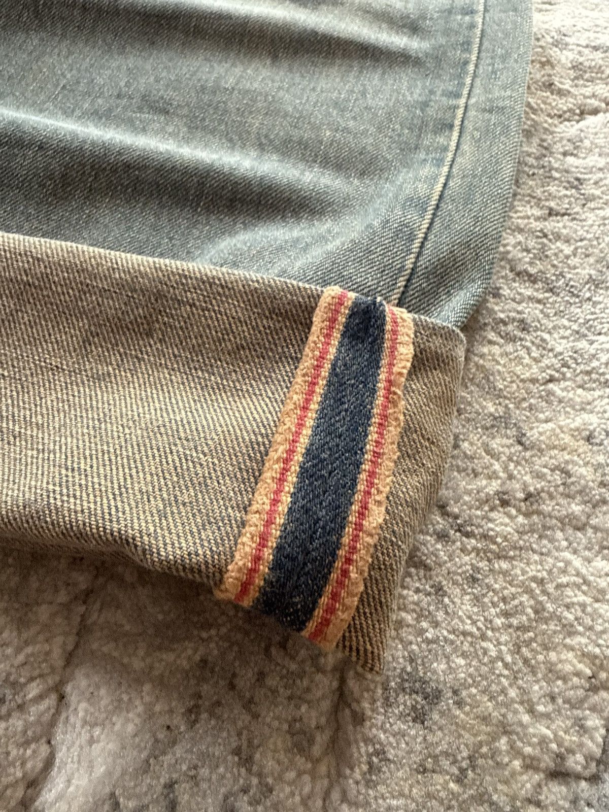 Japanese Brand Vintage Wrangler Mud Wash Distressed Baggy Selvedge Jeans Size US 29 - 4 Thumbnail