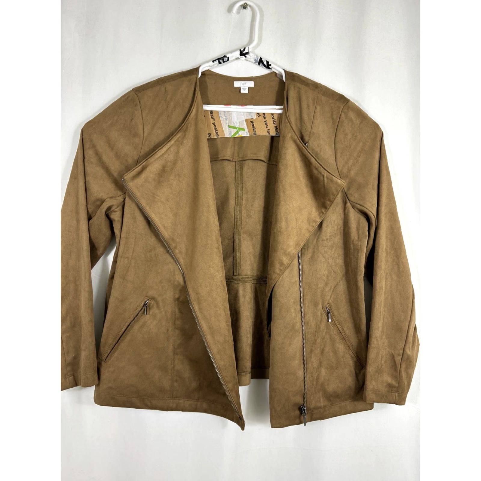 J. Jill J.JILL Faux Suede Moto Jacket Women's XL Asymmetric Zip Stretch Brown Jacket Size XL / US 12-14 / IT 48-50 - 7 Thumbnail