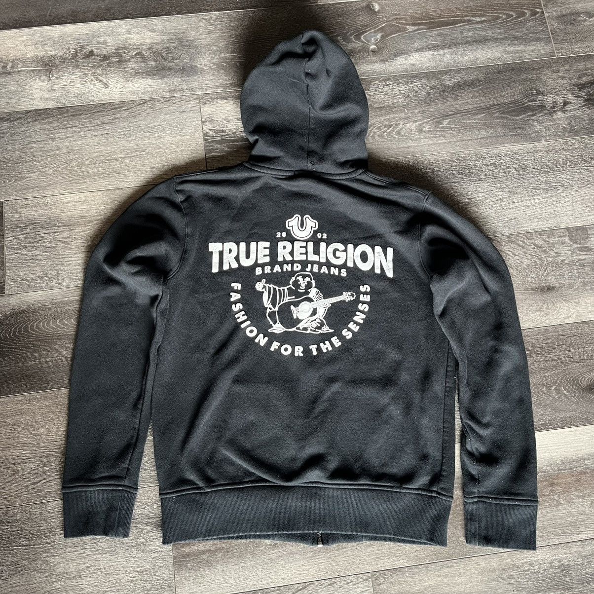 Vintage True Religion Buddha Core Logo Zip Up Hoodie Black