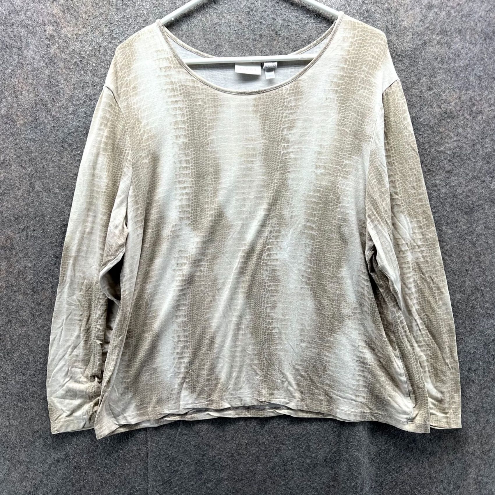 Vintage VINTAGE Chico's Sweater Womens 3 Beige Abstract Long Sleeve Pullover Fleece Rayon Geometric Pattern Size XS / US 0-2 / IT 36-38 - 2 Thumbnail