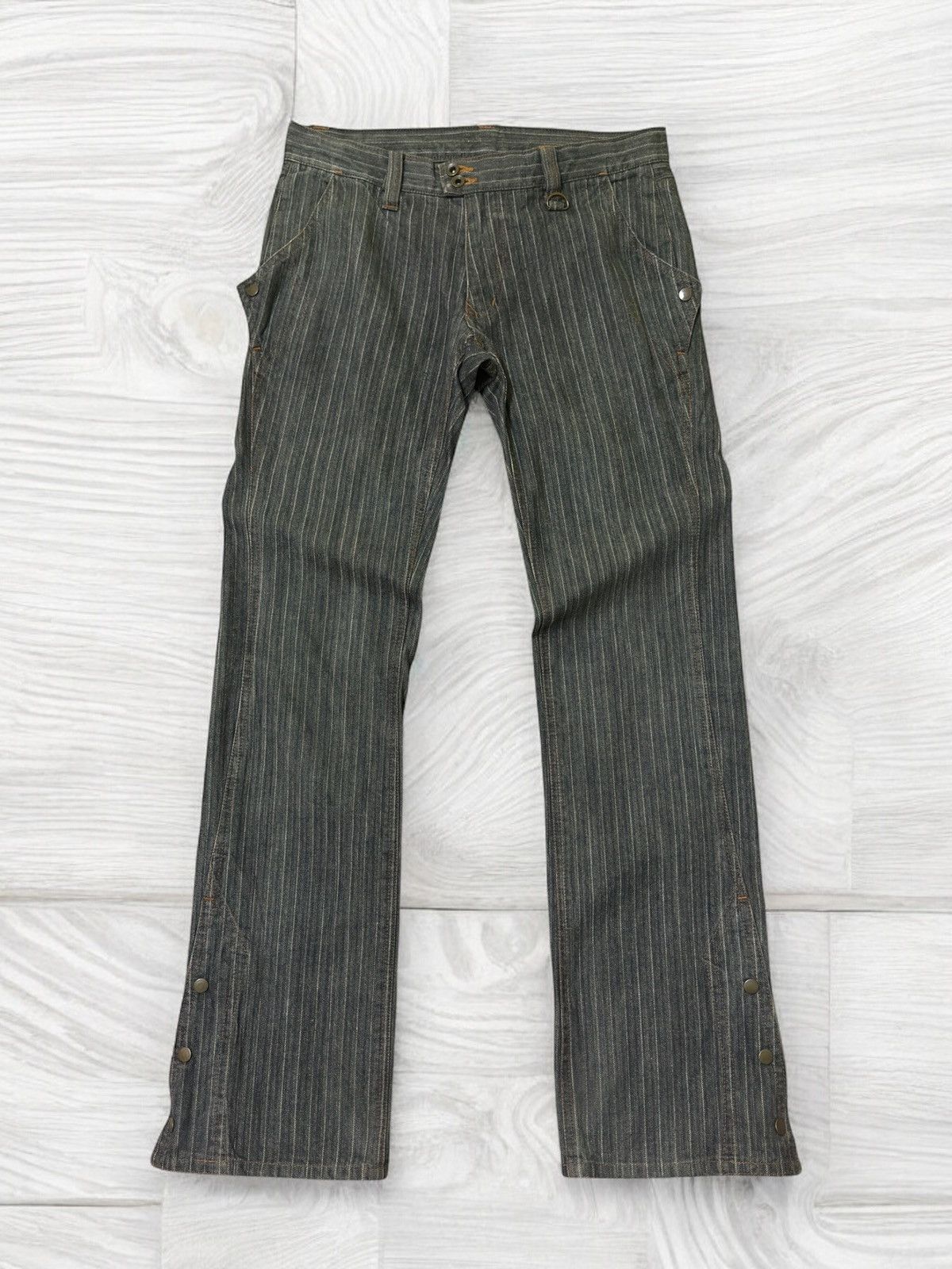 Hysteric Glamour × Nicole Club × Seditionaries Flared NICOLE CLUB Striped Leg Snap Button Pant Size US 30 / EU 46 - 1 Thumbnail