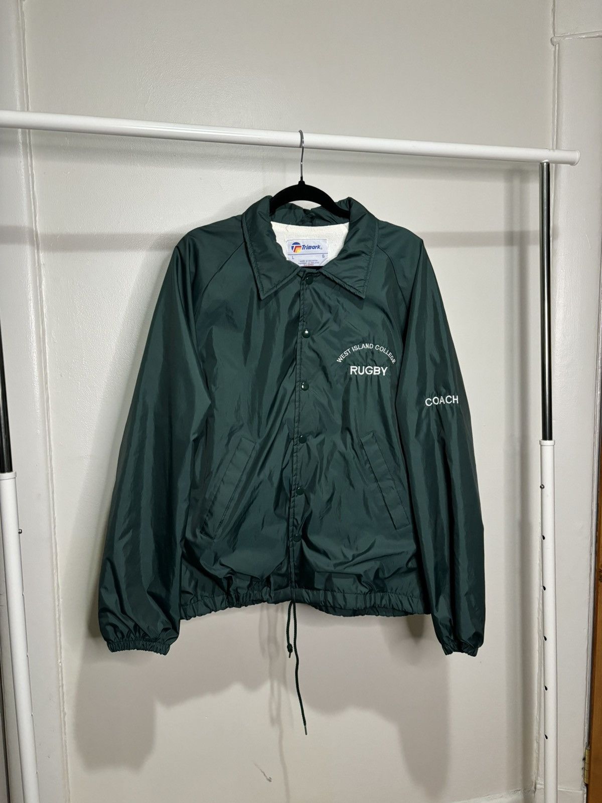 Vintage Vintage 1990s Green Varsity Windbreaker Jacket Size US L / EU 52-54 / 3 - 1 Thumbnail