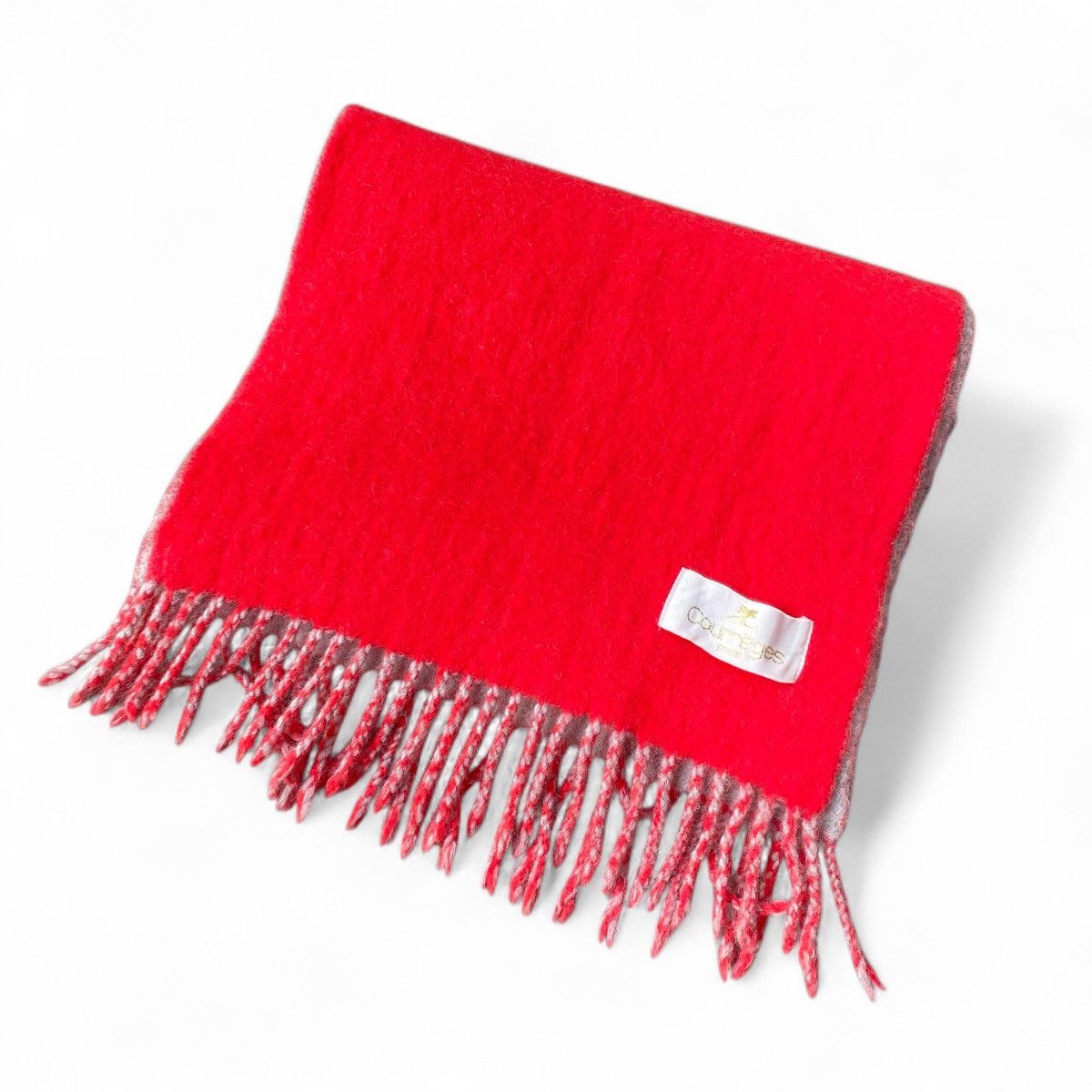 Courreges COURREGES Red & Grey 100% Wool Scarf Size ONE SIZE - 1 Thumbnail