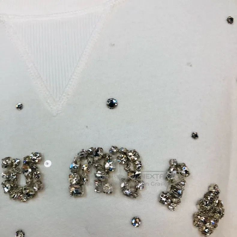 Miu Miu Miu Miu Size S Rhinestone logo plus velvet sweater Size S / US 4 / IT 40 - 6 Thumbnail