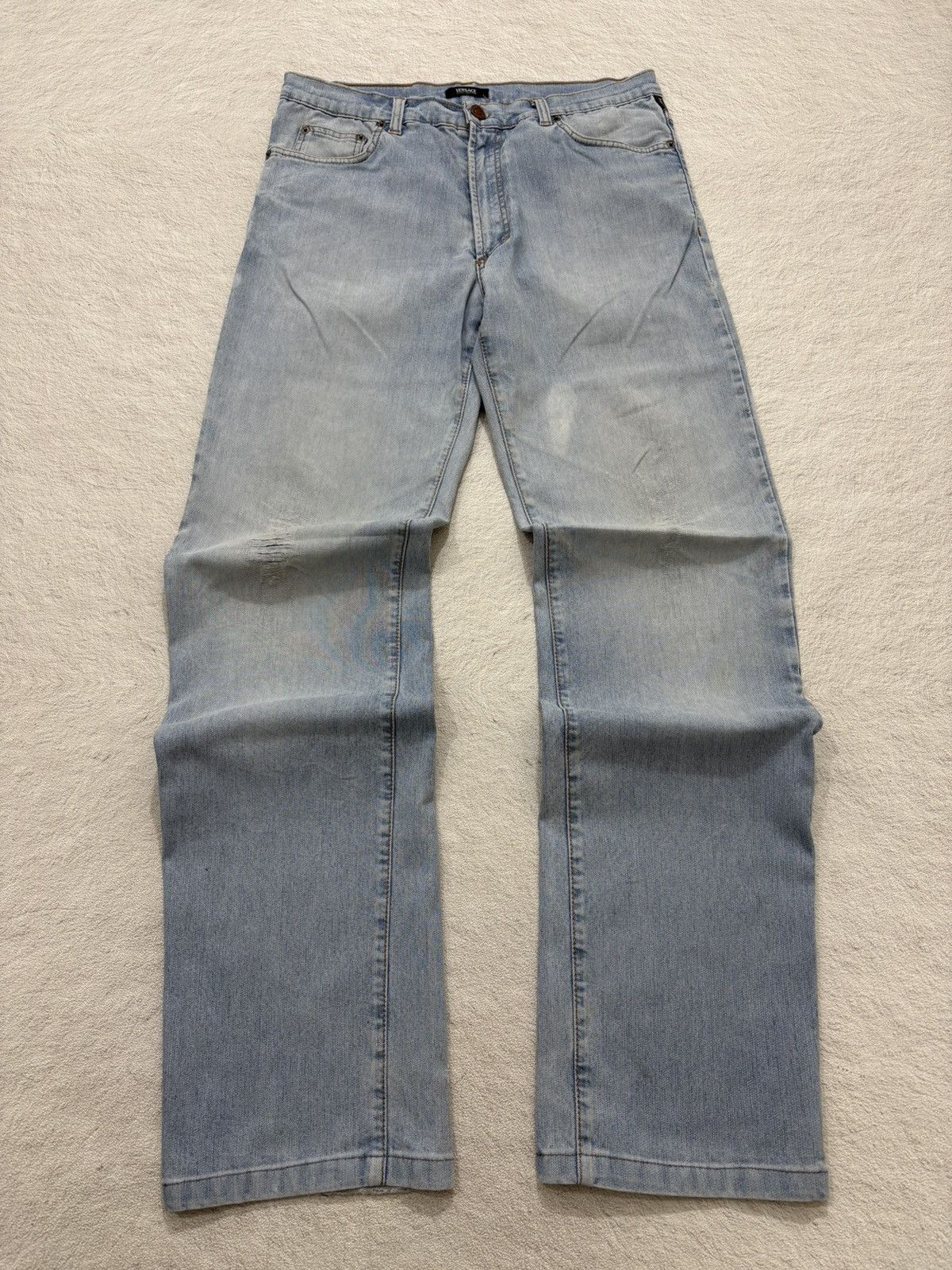 Versace Jeans Couture 2000s Versace distressed Luxury Wash Denim Size US 31 - 1 Thumbnail