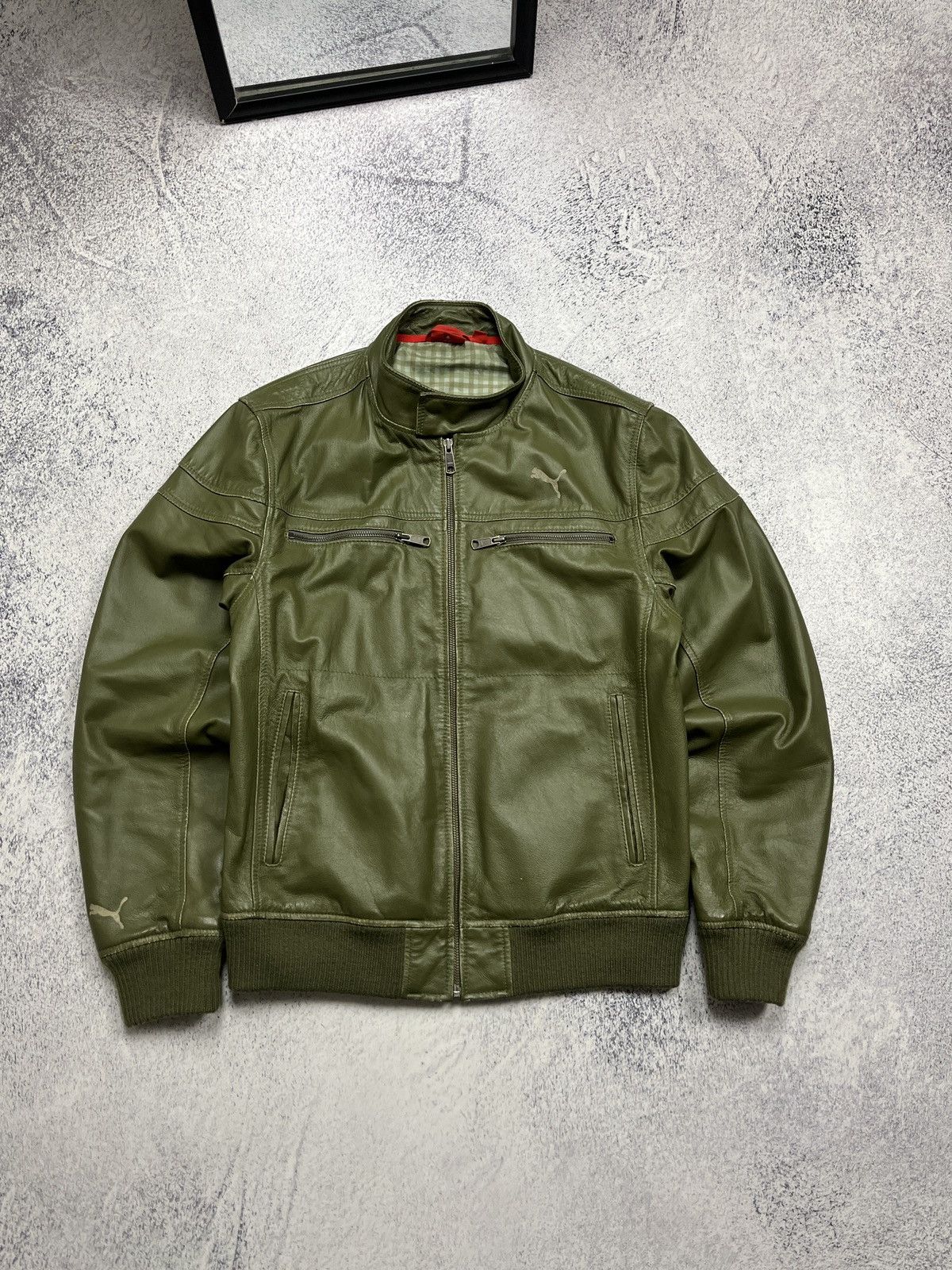 Puma Puma Green Leather Jacket Motorcycle Avant Garde Hype Rare Size US S / EU 44-46 / 1 - 1 Thumbnail