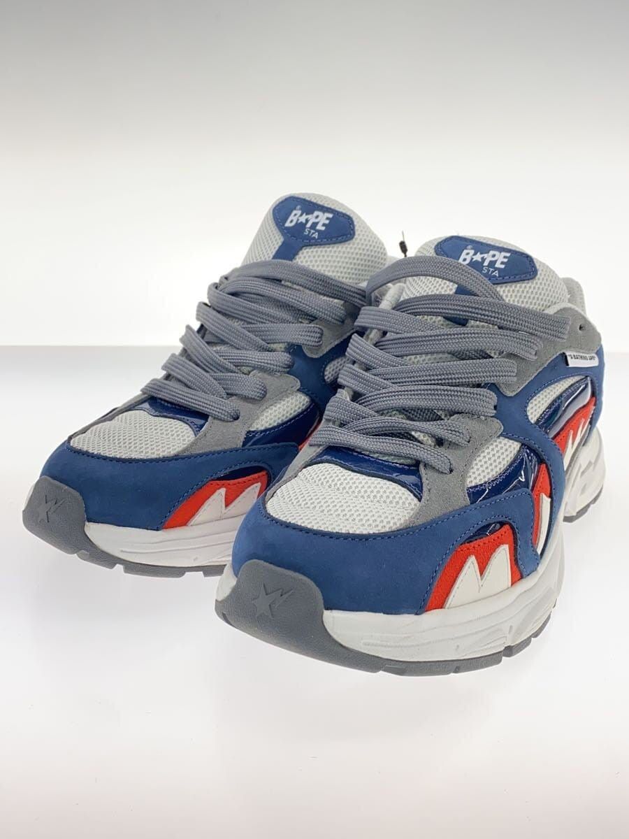 Bape A Bathing Ape Bapesta Shark White Navy Size US 9 / EU 42 - 2 Thumbnail