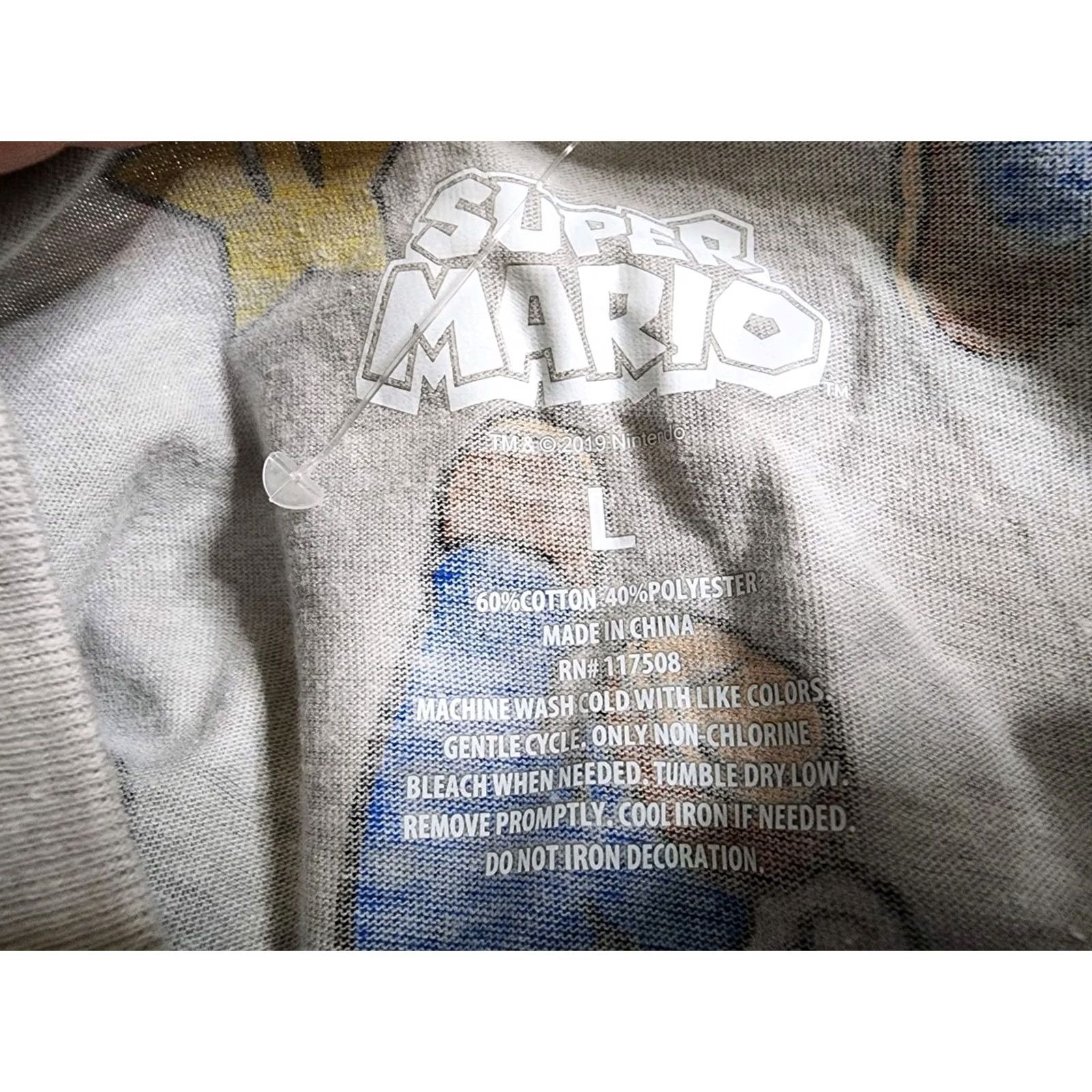 Nintendo Mens L Super Mario Bros. T-Shirt Shirt Crew Neck Short Sleeve Gray Cotton Logo 90s Size US L / EU 52-54 / 3 - 5 Thumbnail