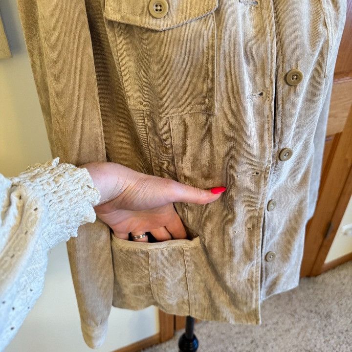 Croft & Barrow Croft & Barrow Jacket Womens M Beige Corduroy Blazer Button Size M / US 6-8 / IT 42-44 - 6 Thumbnail