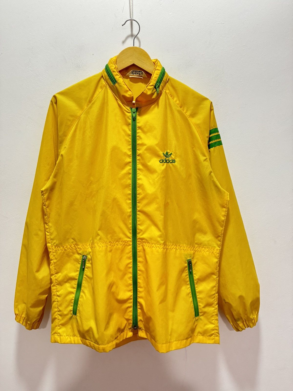 image of Adidas Trefoil Mini Logo Embroidery Light Jacket in Yellow, Men's (Size Small)