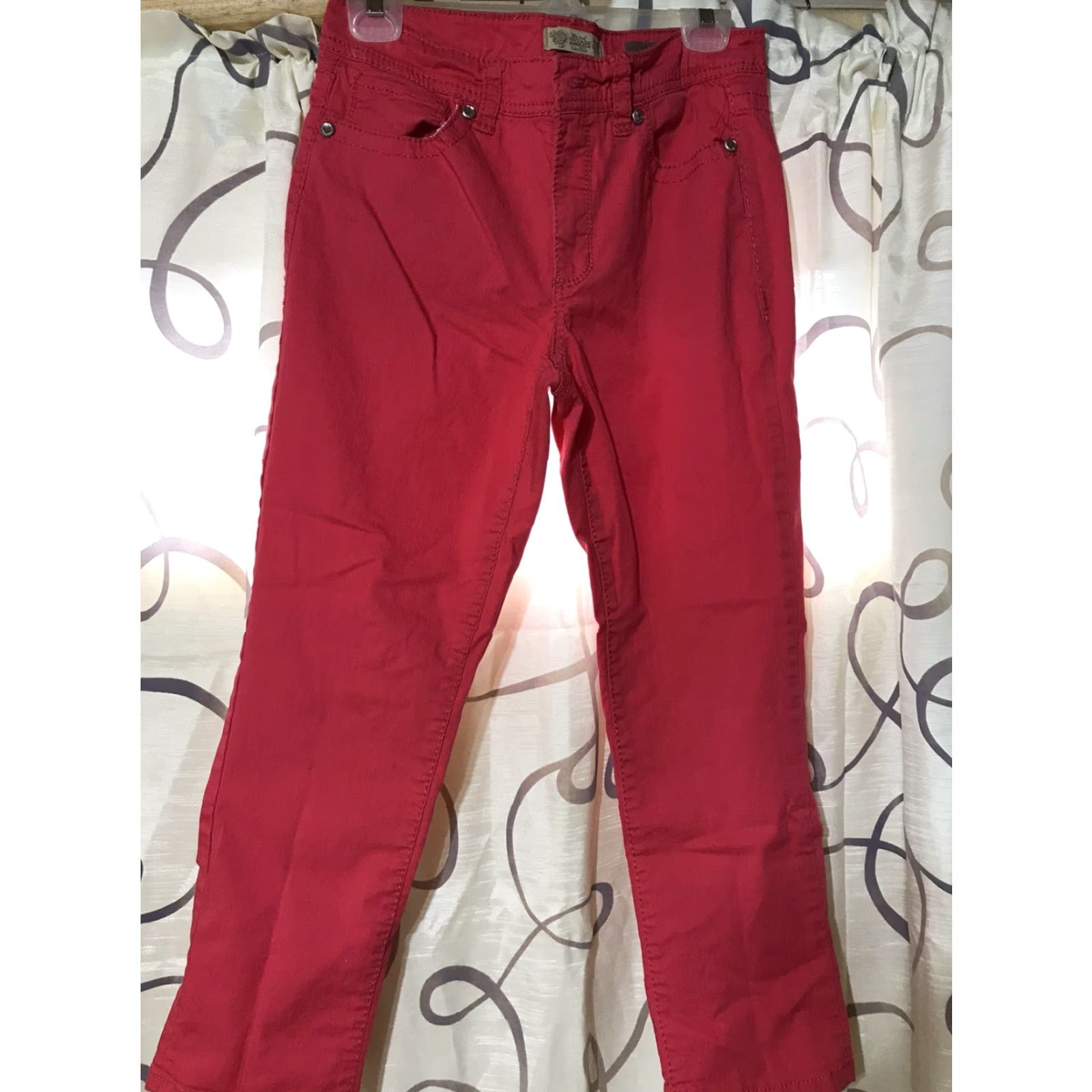 Nine West VINTAGE Nine West Vintage America Collection Pants Womens Missy 10/30 Coral Beaded Rhinestones Bootcut 30" Inseam 98% Cotton 2% Spandex Size 32" / US 10 / IT 46 - 2 Thumbnail