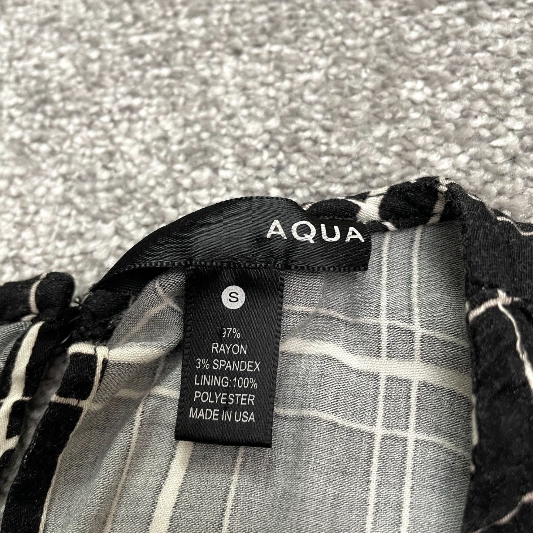 AQUA Aqua A-Line Dress Womens S Black White Plaid Long Sleeve Knit Rayon Spandex Elastic Waist Knee Length Vintage No Size S / US 4 / IT 40 - 7 Thumbnail