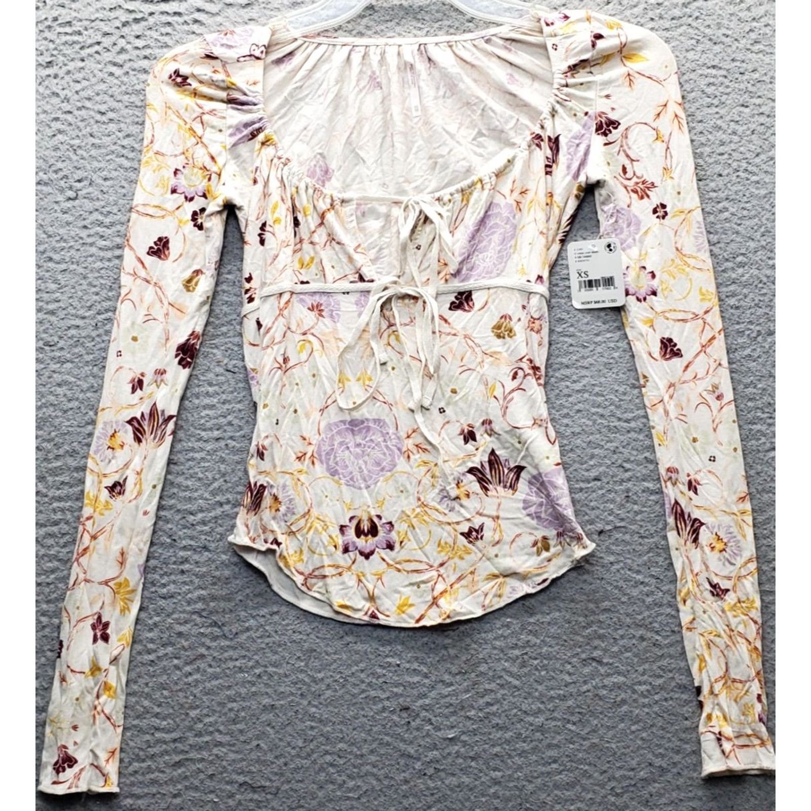 Free People Free People Make Easy Fitted Top Womens XS Multicolor Scoop Neck Tie Waist Size XS / US 0-2 / IT 36-38 - 2 Thumbnail