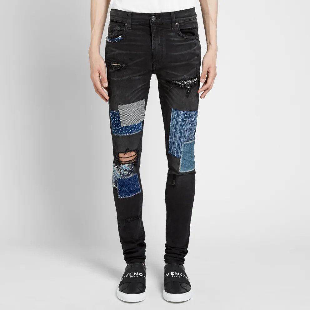 Amiri AMIRI Japanese Repair Denim Jeans Black Size 36 x 35 Slim Size US 36 / EU 52 - 16 Thumbnail