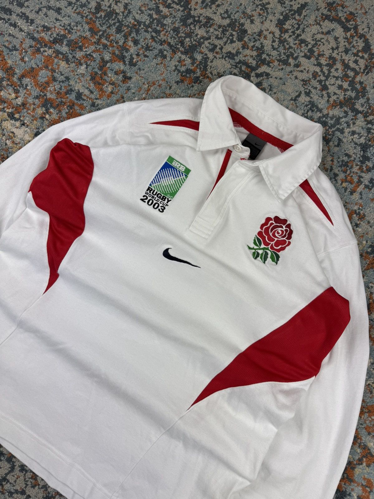 Nike Vintage 2003 Nike England rugby World Cup center swoosh polo Size US M / EU 48-50 / 2 - 3 Thumbnail