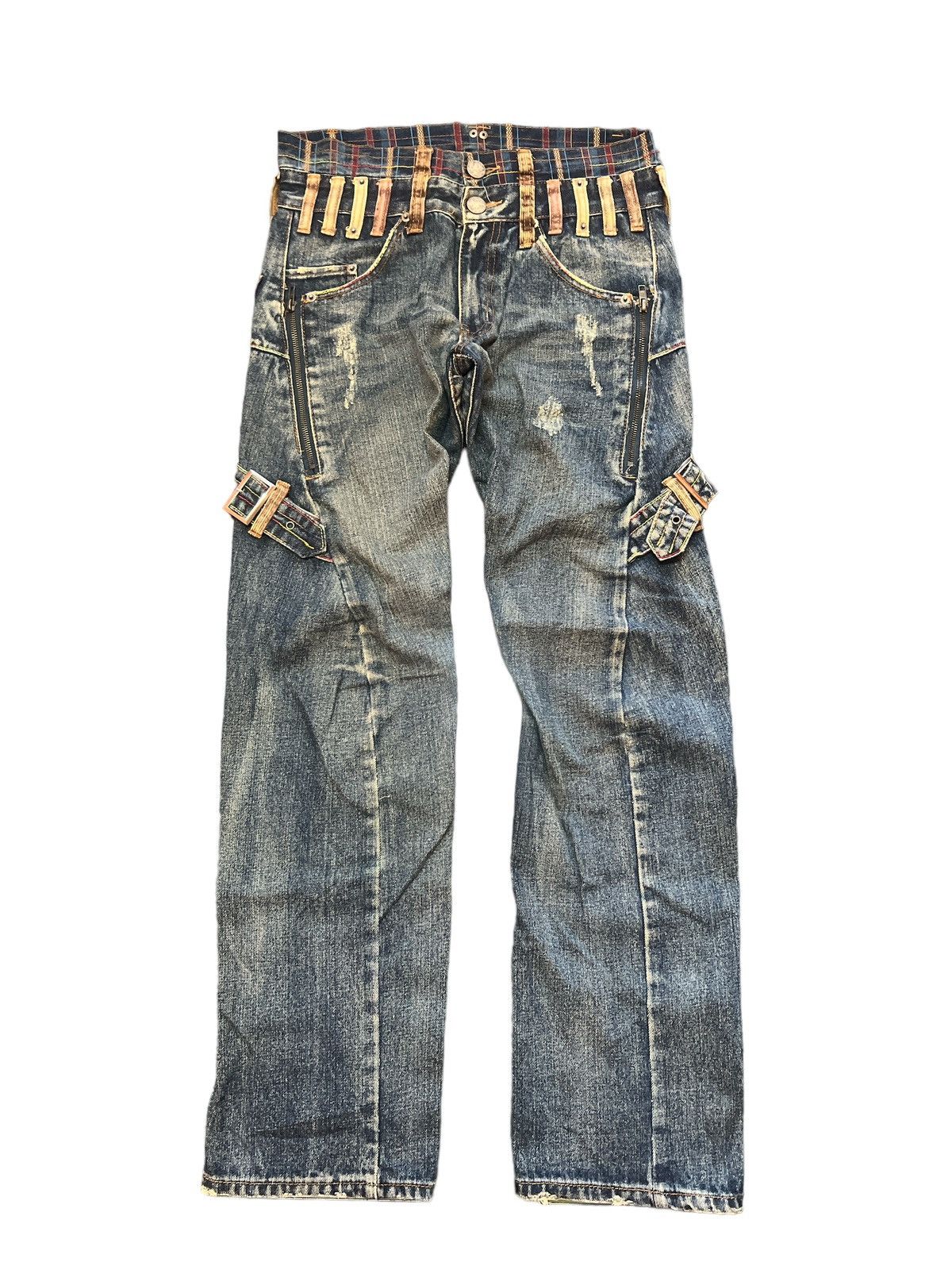SICK💥DOUBLE WAIST‼️BREATH MINT DISTRESSED DENIM PANT