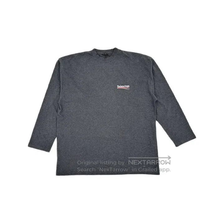 Balenciaga Balenciaga Gray Long Sleeve Logo T-Shirt for Men. Size US M / EU 48-50 / 2 - 2 Thumbnail