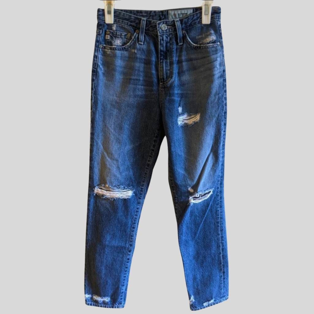 AG Adriano Goldschmied AG-ED Phoebe Vintage Jeans 25R High Rise Tapered Distressed 100% Cotton Size 25" / US 0 / IT 36 - 1 Thumbnail