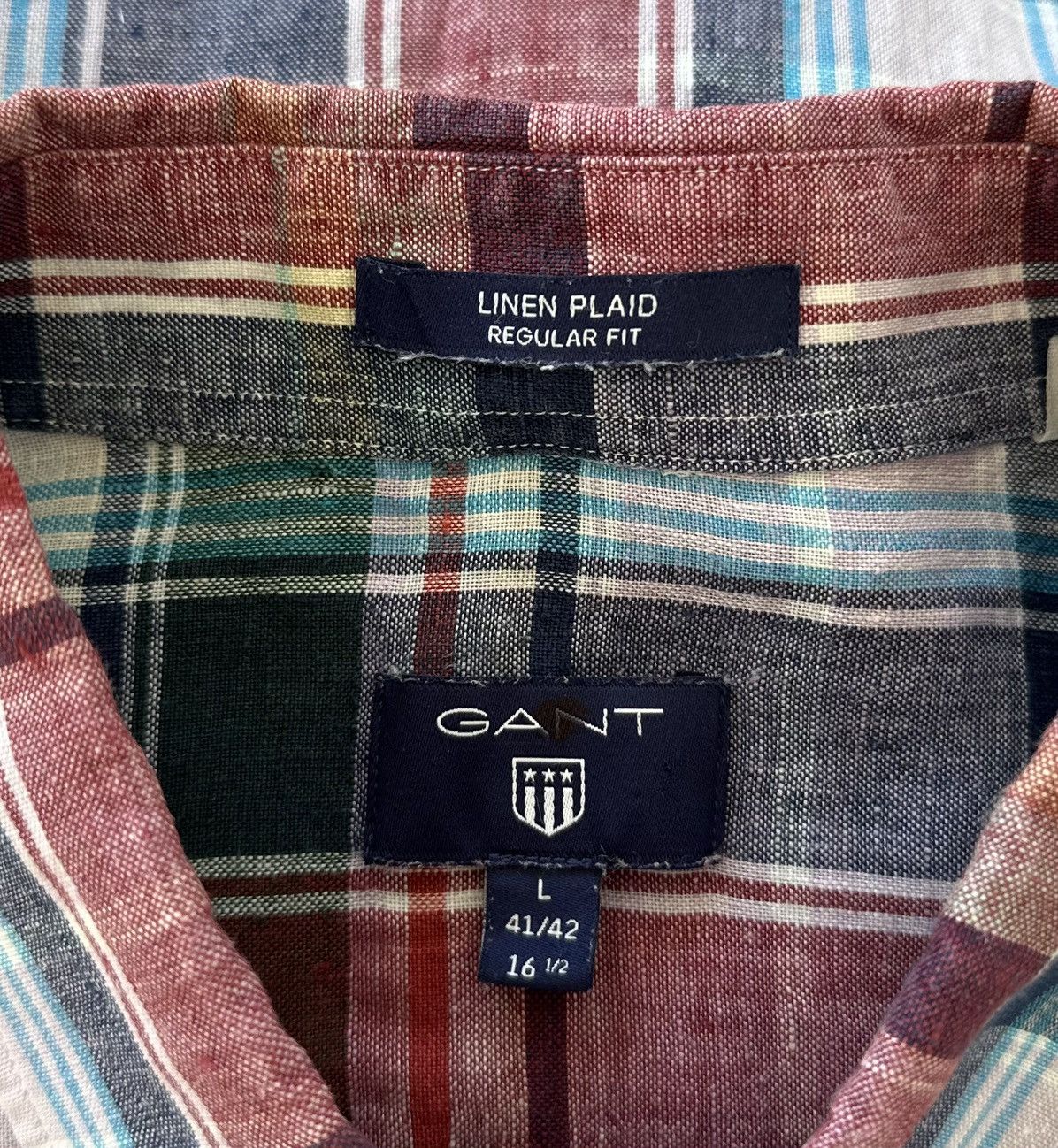 Flannel × Gant GANT 100% Linen Plaid Logo Shirt Short Sleeve Men's Size L Size US L / EU 52-54 / 3 - 4 Thumbnail