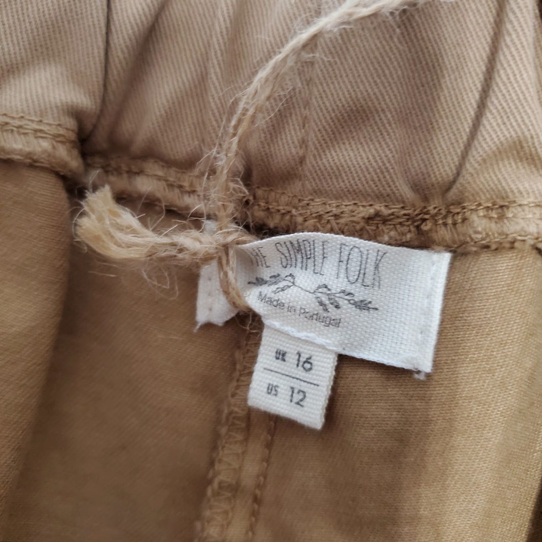 Vintage Simple Pants Womens 12 Camel Twill Cotton Elastic Waist NWT Size 34" / US 12 / IT 48 - 3 Thumbnail