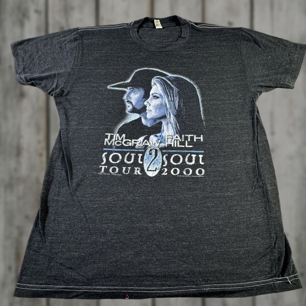 American Apparel VINTAGE Tim McGraw Faith Hill Shirt Mens Large Black Soul2Soul Tour 2000 Band Tee Size US L / EU 52-54 / 3 - 1 Thumbnail