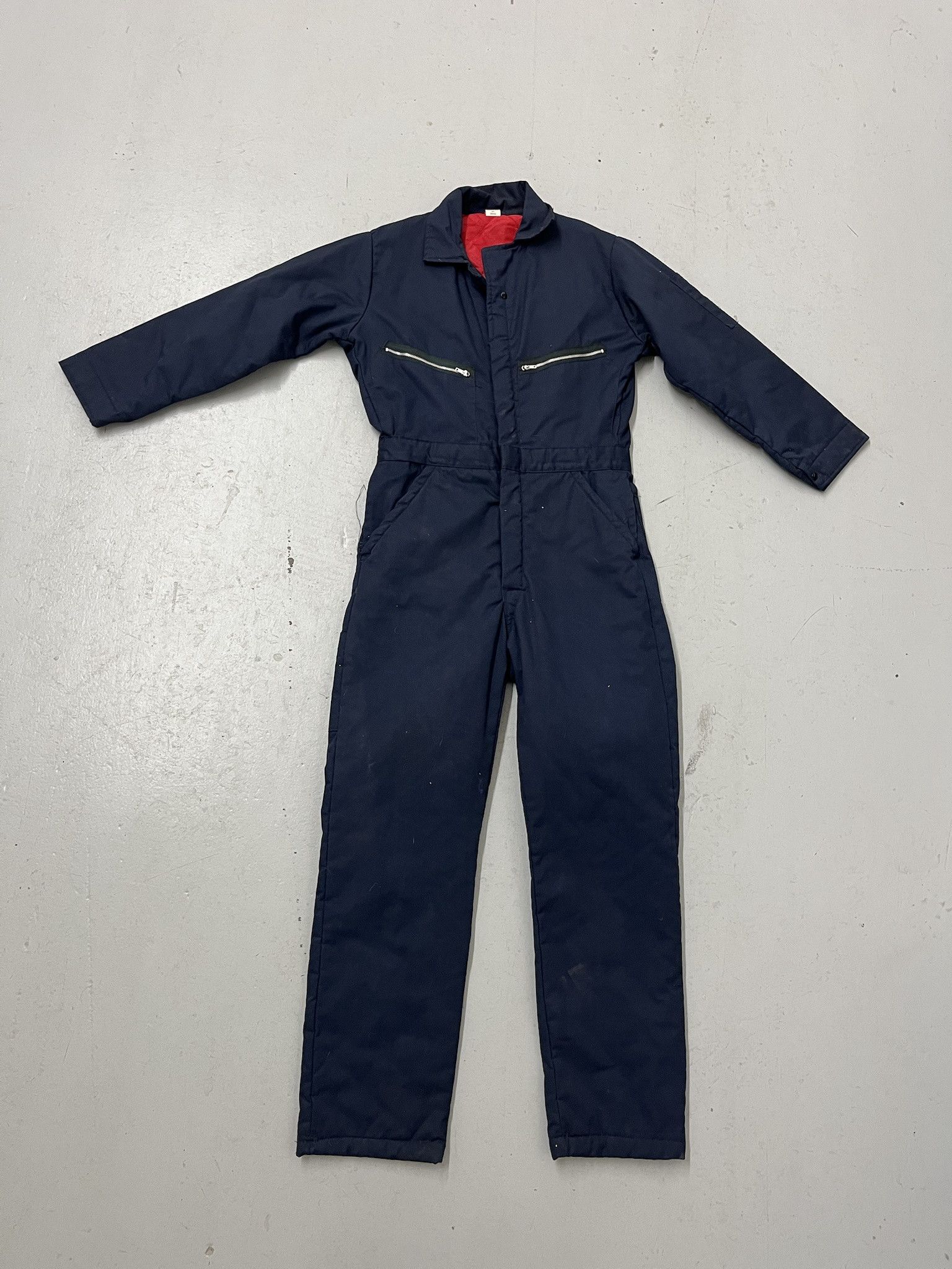 Vintage 1980s Navy Quilted Cold Weather Coveerall Snowsuit Size Small