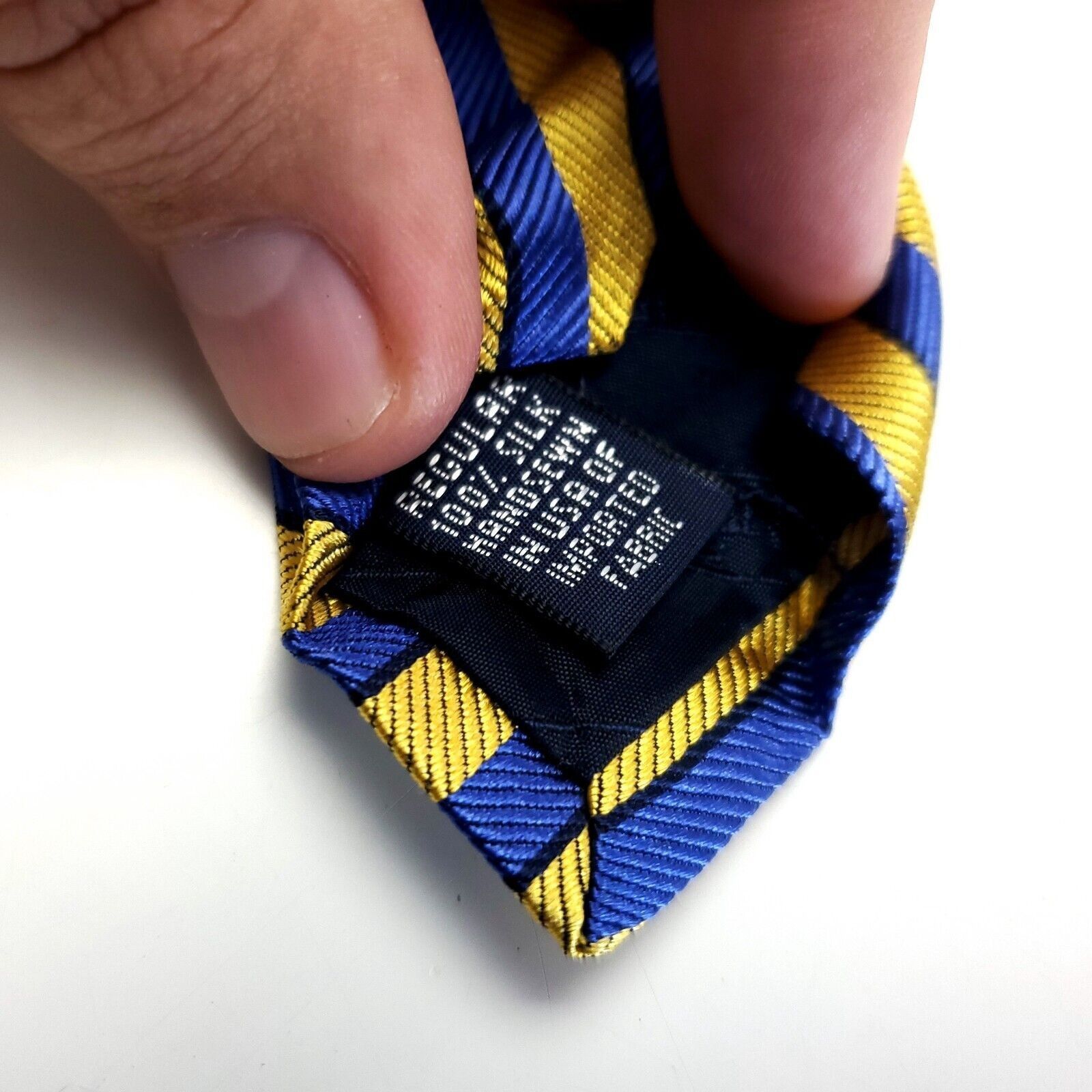 Lands' End NEW Land's End Yellow Blue Striped Woven Silk Tie Size ONE SIZE - 5 Thumbnail