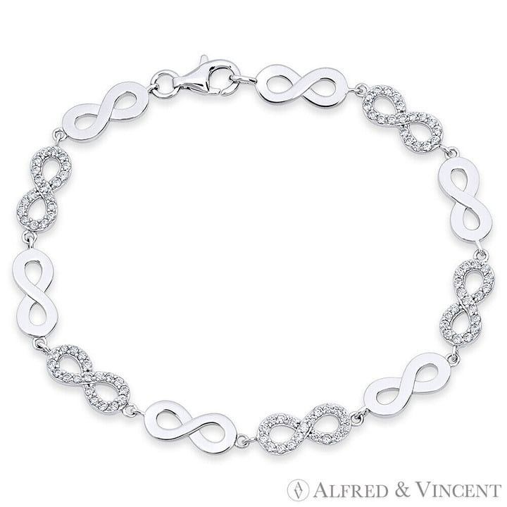 Other CZ Crystal & Plain Infinity Charm 925 Sterling Silver Size ONE SIZE - 1 Preview