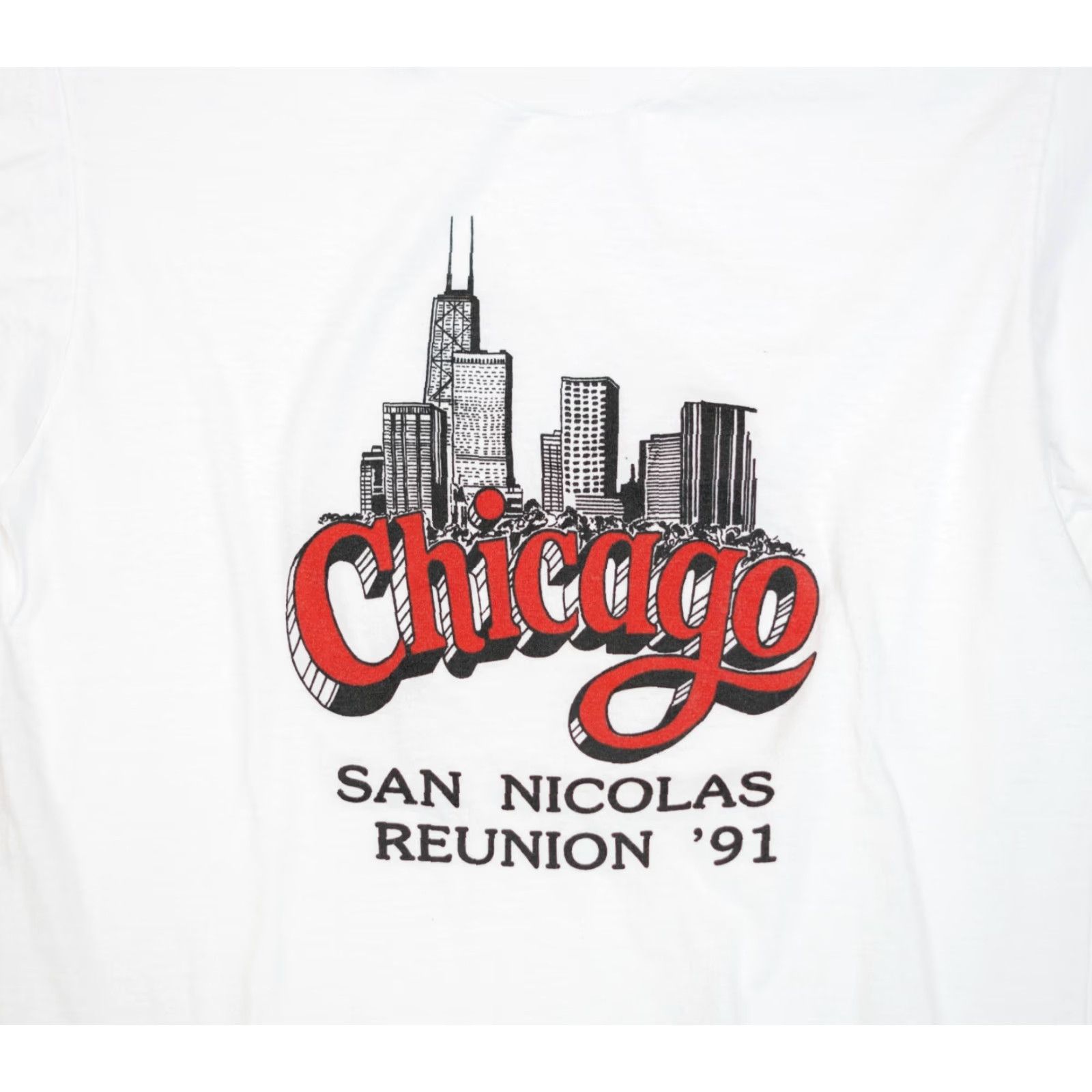 Vintage VINTAGE Chicago T Shirt Men's L Screen Stars Crew Neck White Cotton Graphic Print Band City USA 2000s 90s Size US L / EU 52-54 / 3 - 3 Thumbnail