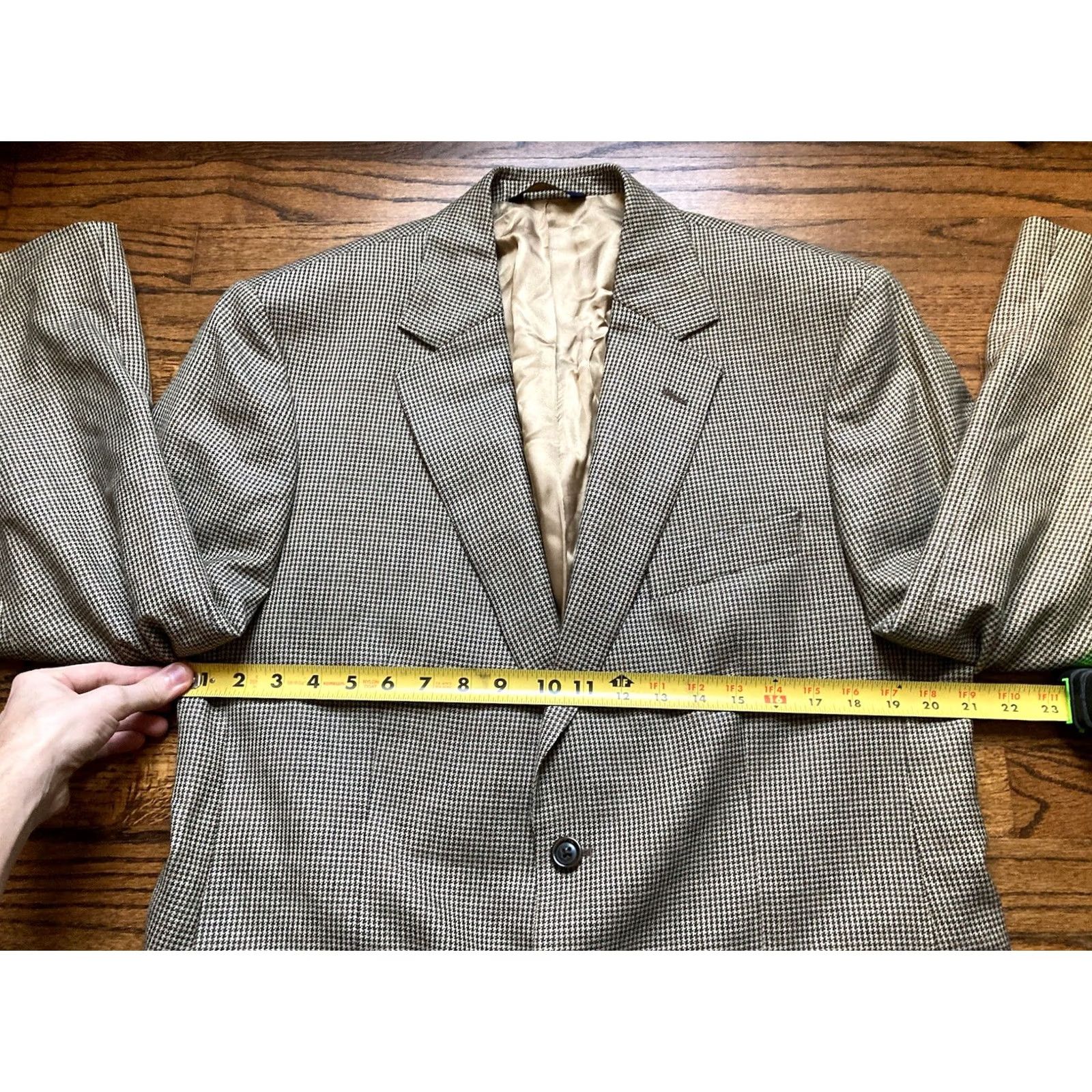 Brooks Brothers Brooks Brothers Coat Mens 42 Beige Blazer Size 42R Houndstooth Wool Sport Size 42R - 6 Thumbnail
