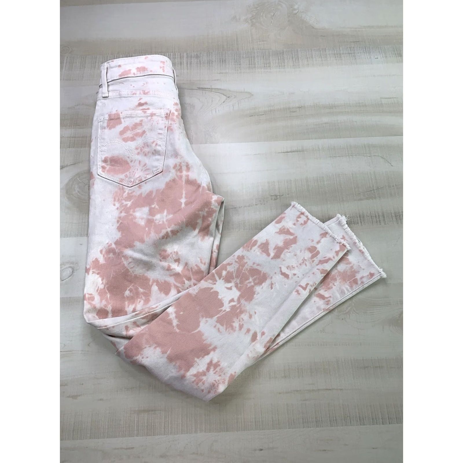 Levi's Levi’s 721 High Rise Skinny Ankle Raw Hem Pink Acid Wash Denim Jeans Women’s 0 Size 25" / US 0 / IT 36 - 3 Thumbnail