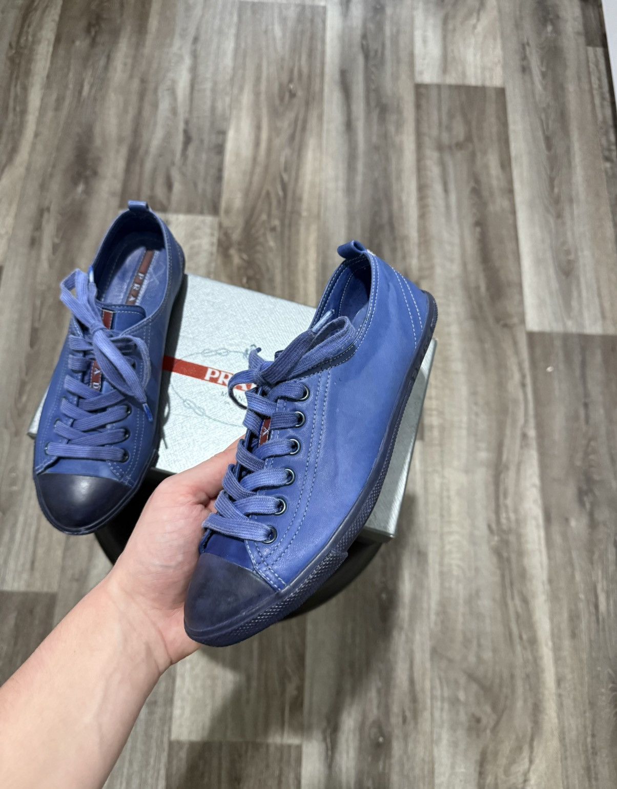 Prada NEW PRADA LEATHER SNEAKERS LOW-TOP BLUE RARE CHANGE COLOR Size US 8 / IT 38 - 7 Thumbnail