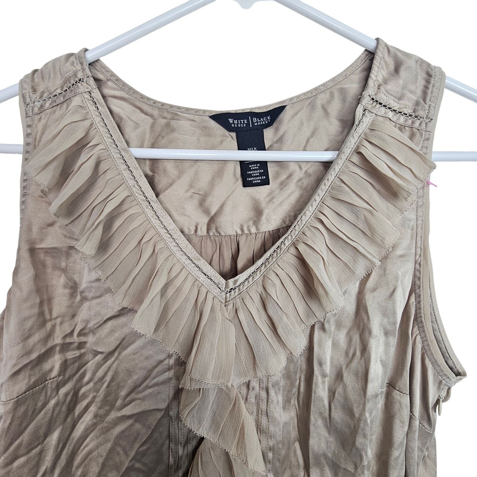 White House Black Market White House Black Market Silk Blouse Ruffle Quiet Luxury L Size L / US 10 / IT 46 - 2 Thumbnail