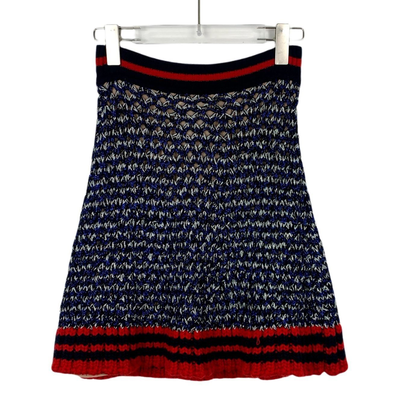 Gucci Gucci Red & Black Color-Blocked Woven Cotton Skirt (Size XS) Size 26" / US 2 / IT 38 - 1 Thumbnail