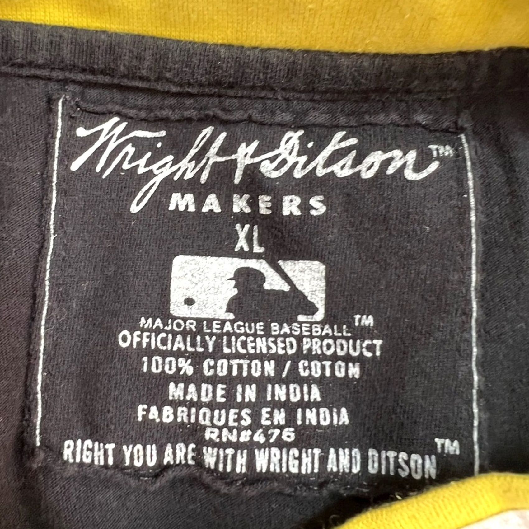Vintage Wright & Ditson Pittsburgh Pirates Mens Jersey Shirt Black/Yellow XL Size US XL / EU 56 / 4 - 4 Thumbnail