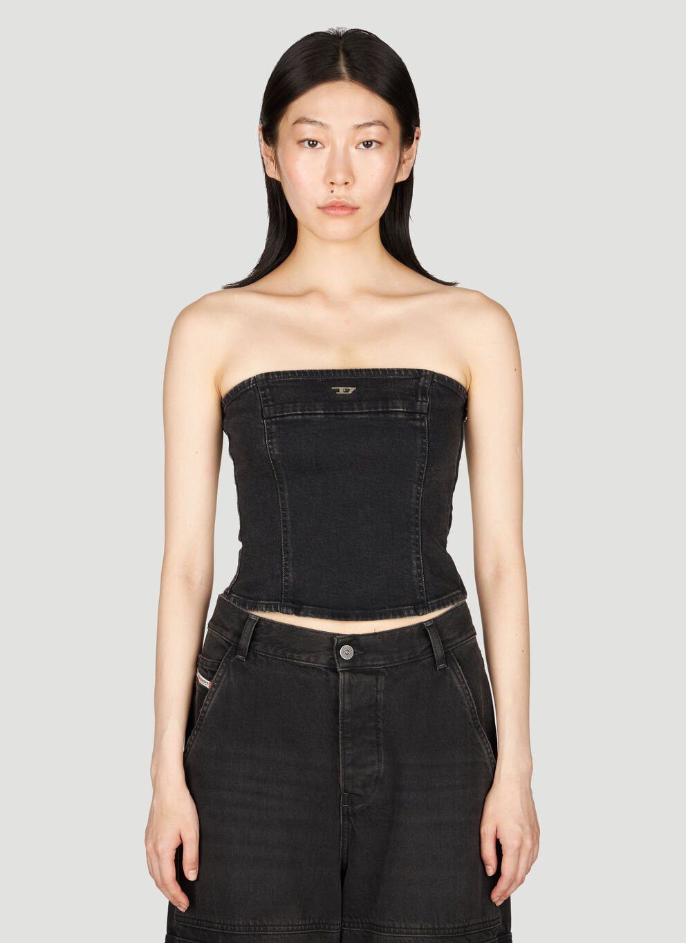 image of Diesel De-Ville Denim Top in Black, Women's (Size Medium)