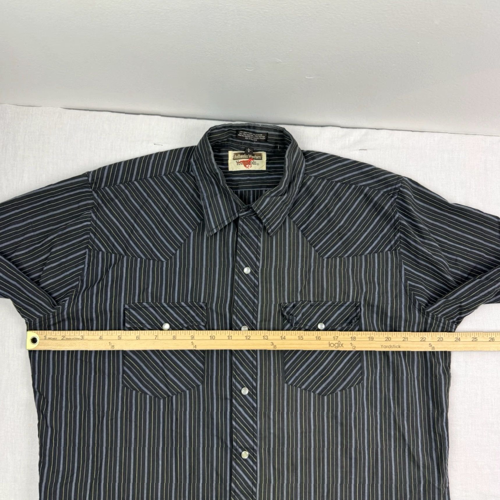 Vintage Vintage Youngbloods Western Pearl Snap Shirt Men Large Black Striped 90s Cowboy Casual Workwear Size US L / EU 52-54 / 3 - 6 Thumbnail