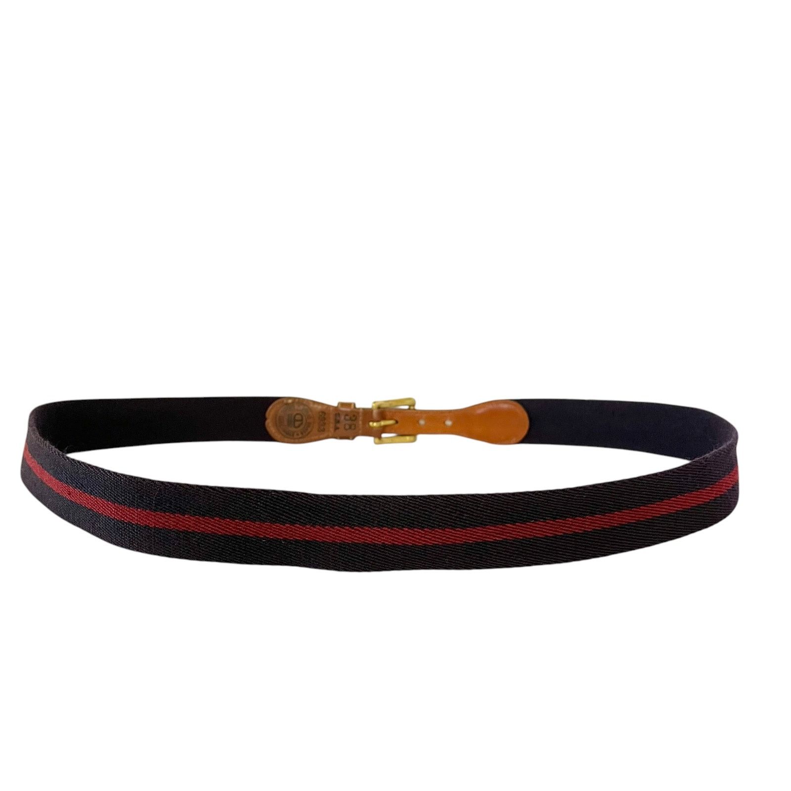 Dooney & Bourke × Vintage Dooney & Bourke Vintage Leather Stripe Wool Surcingle Belt Size 38 - 3 Thumbnail