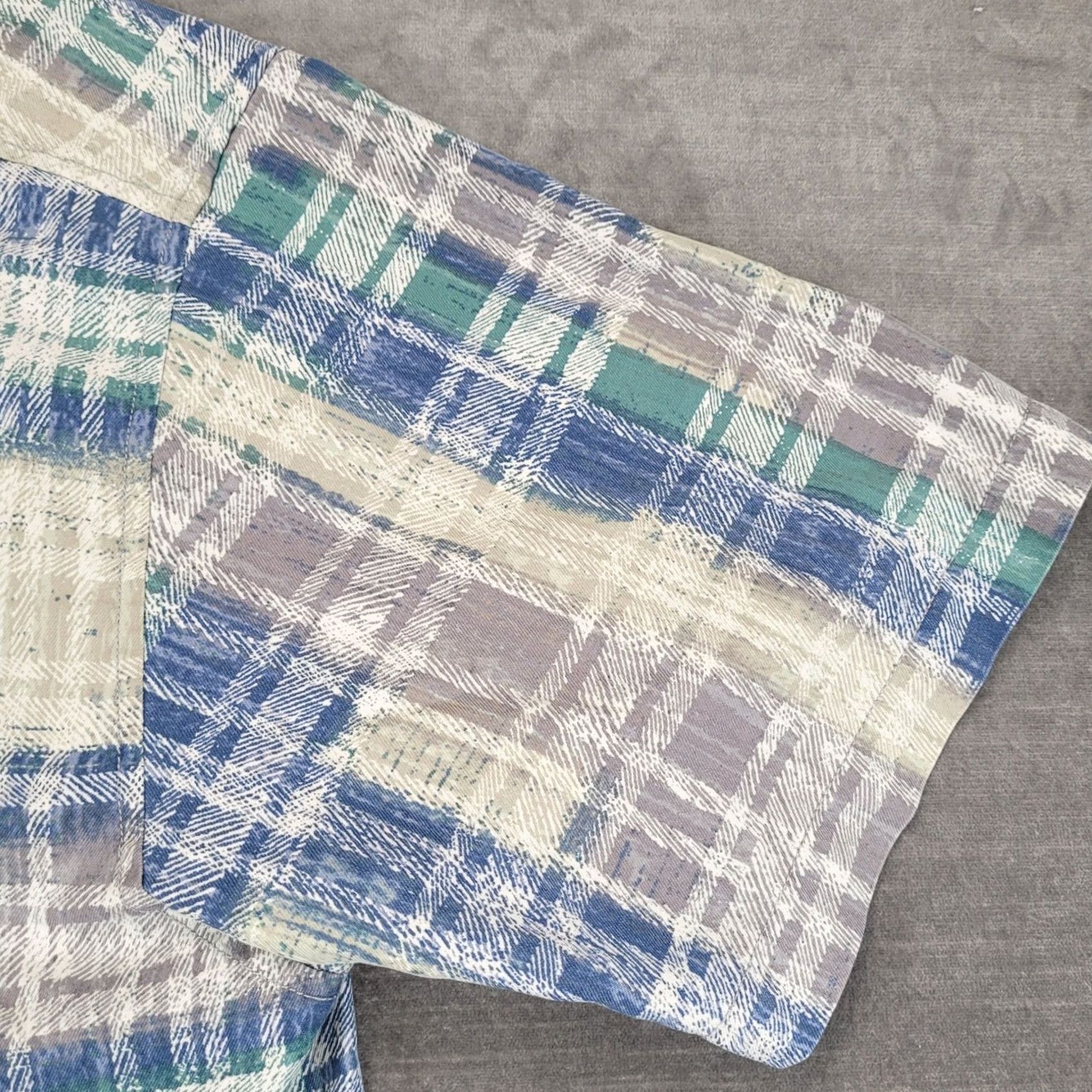 Tommy Bahama Tommy Bahama Shirt Mens Island Zone Plaid Silk Blend Button Up Short Sleeve LG Blue Size US L / EU 52-54 / 3 - 7 Thumbnail