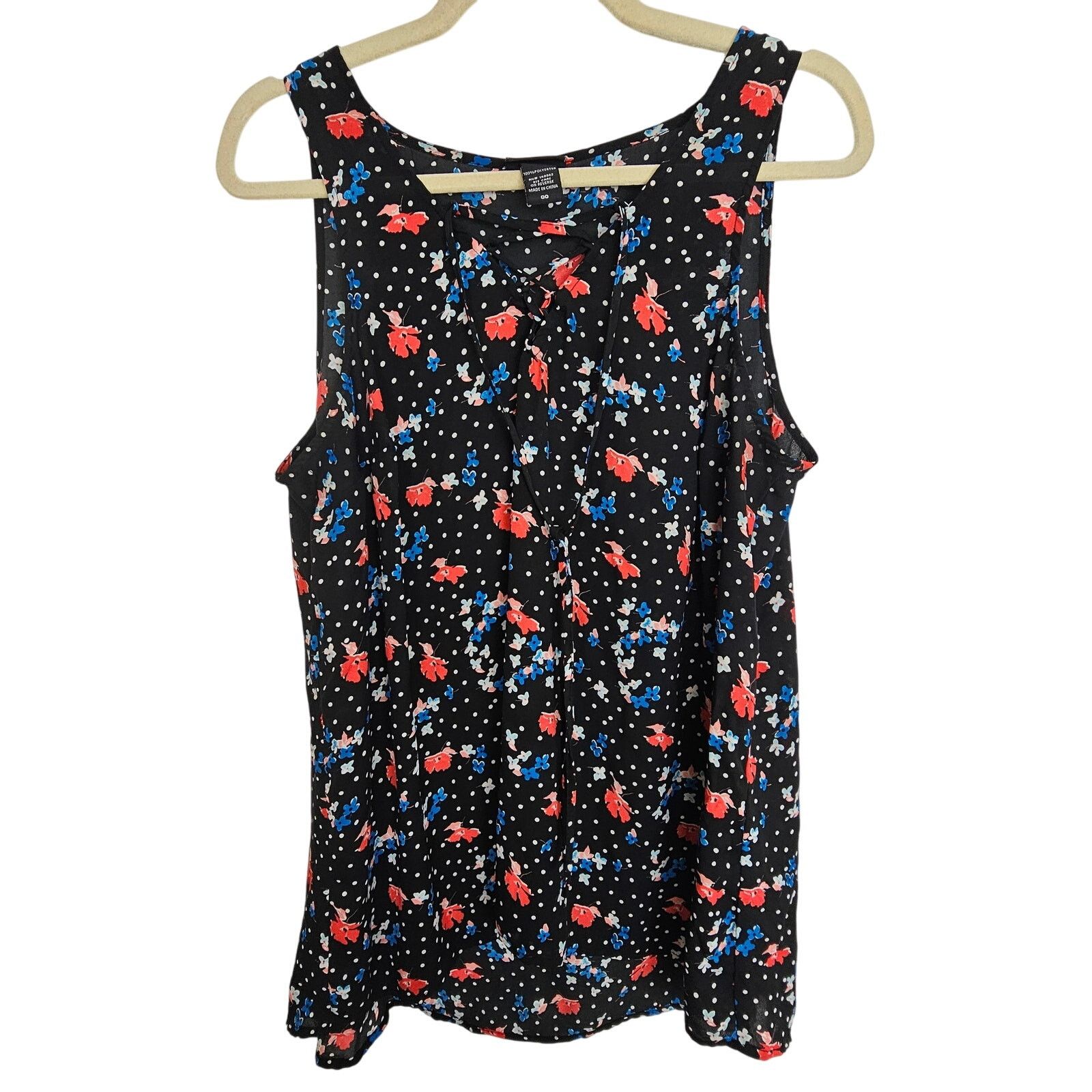 Torrid Torrid Womens Floral Polka Dot Lace Up Tank Top Plus 00X Size XL / US 12-14 / IT 48-50 - 1 Thumbnail