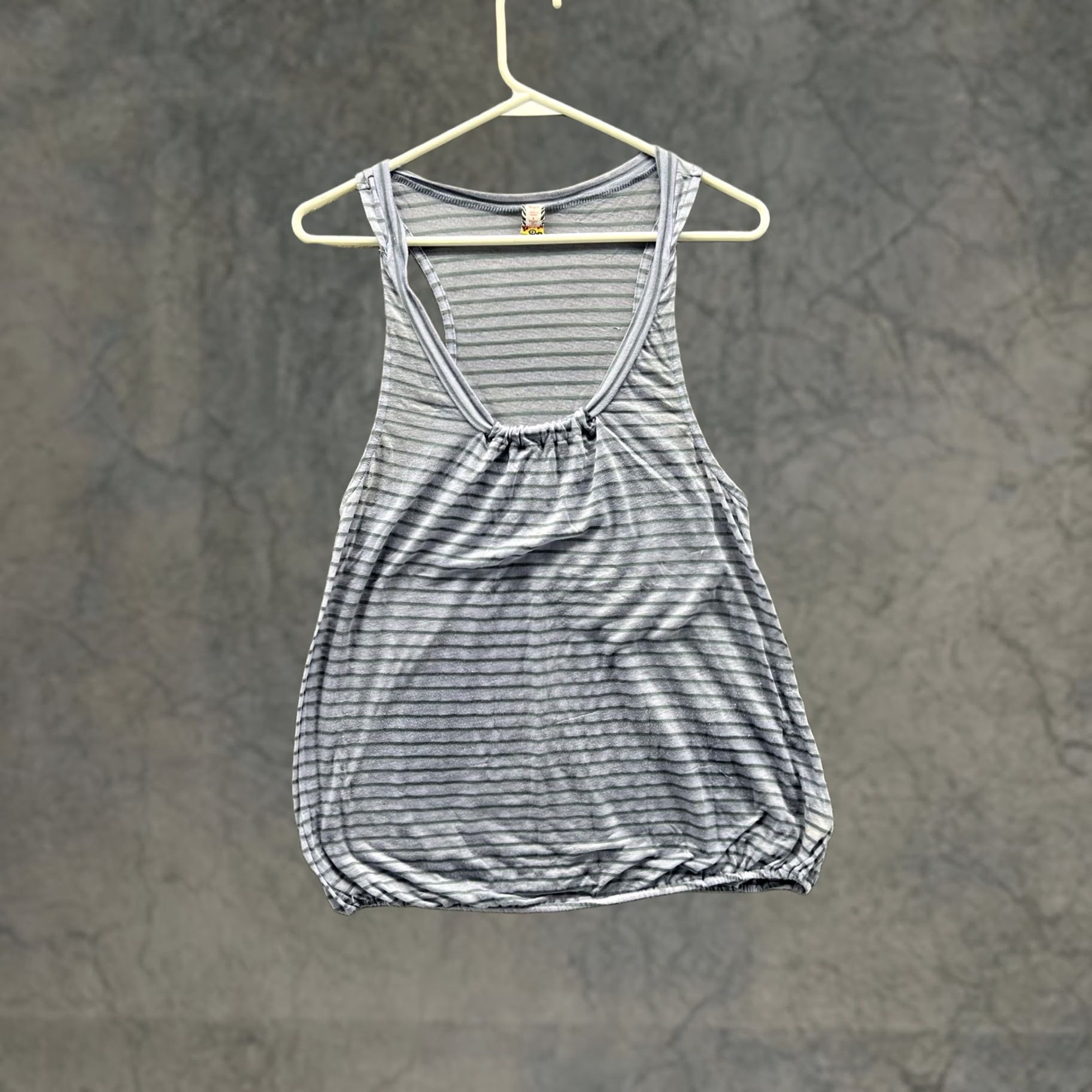 Free People VINTAGE Free People Tank Top Womens Medium Gray Striped Lightweight Jersey Scoop Neck Sleeveless Casual Summer Womens Size M / US 6-8 / IT 42-44 - 1 Thumbnail