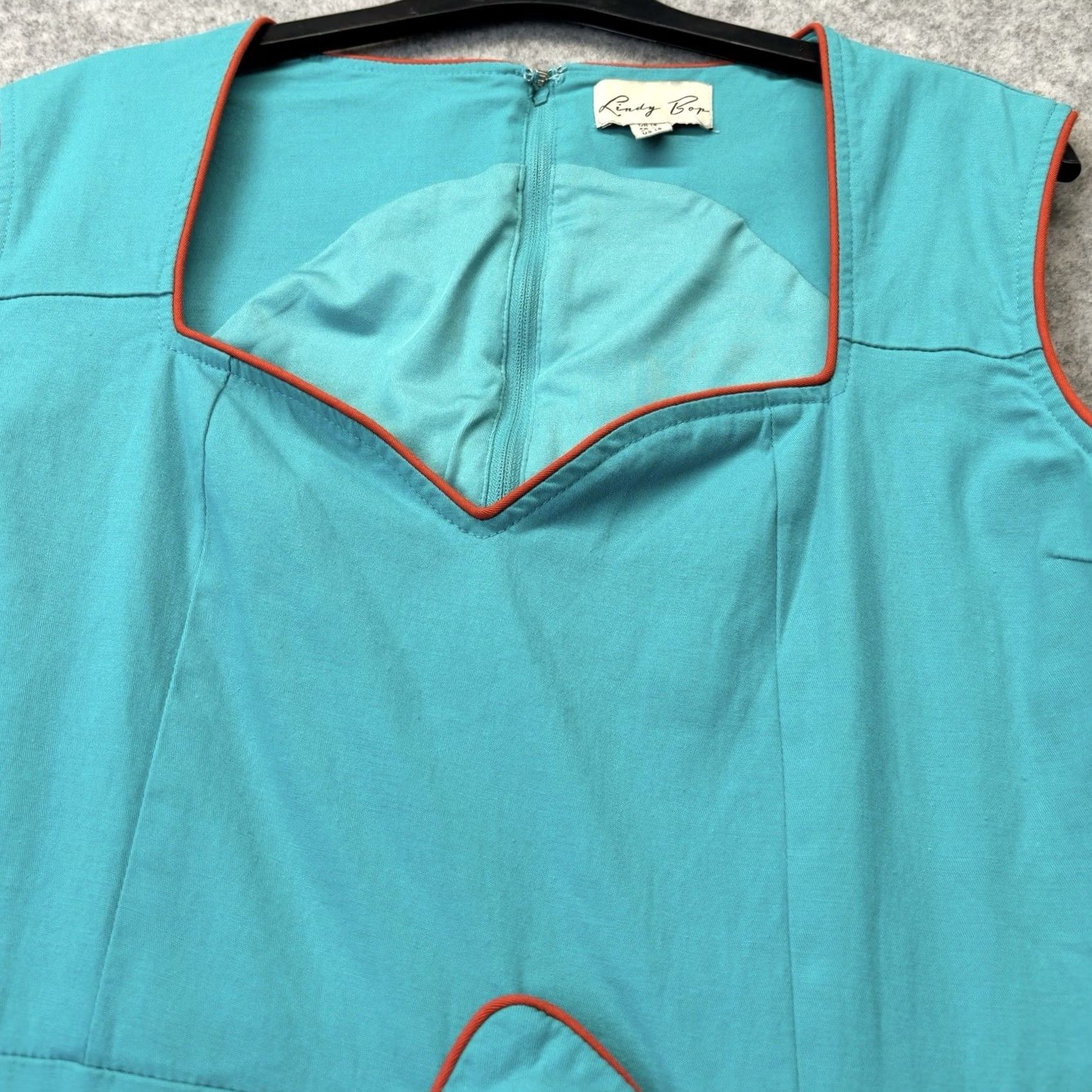 Vintage Lindy Bop Dress Retro Vintage style Turquoise Green Midi Sleeveless Zip Party Wedding Casual UK 18 Womens Size XXL / US 16-18 / IT 52-54 - 4 Thumbnail