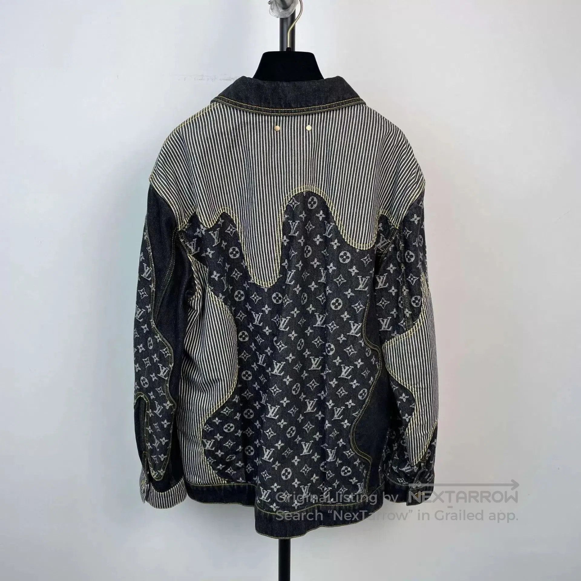 Louis Vuitton Black Denim Jacket with Pattern Details Size S. Size US S / EU 44-46 / 1 - 2 Thumbnail