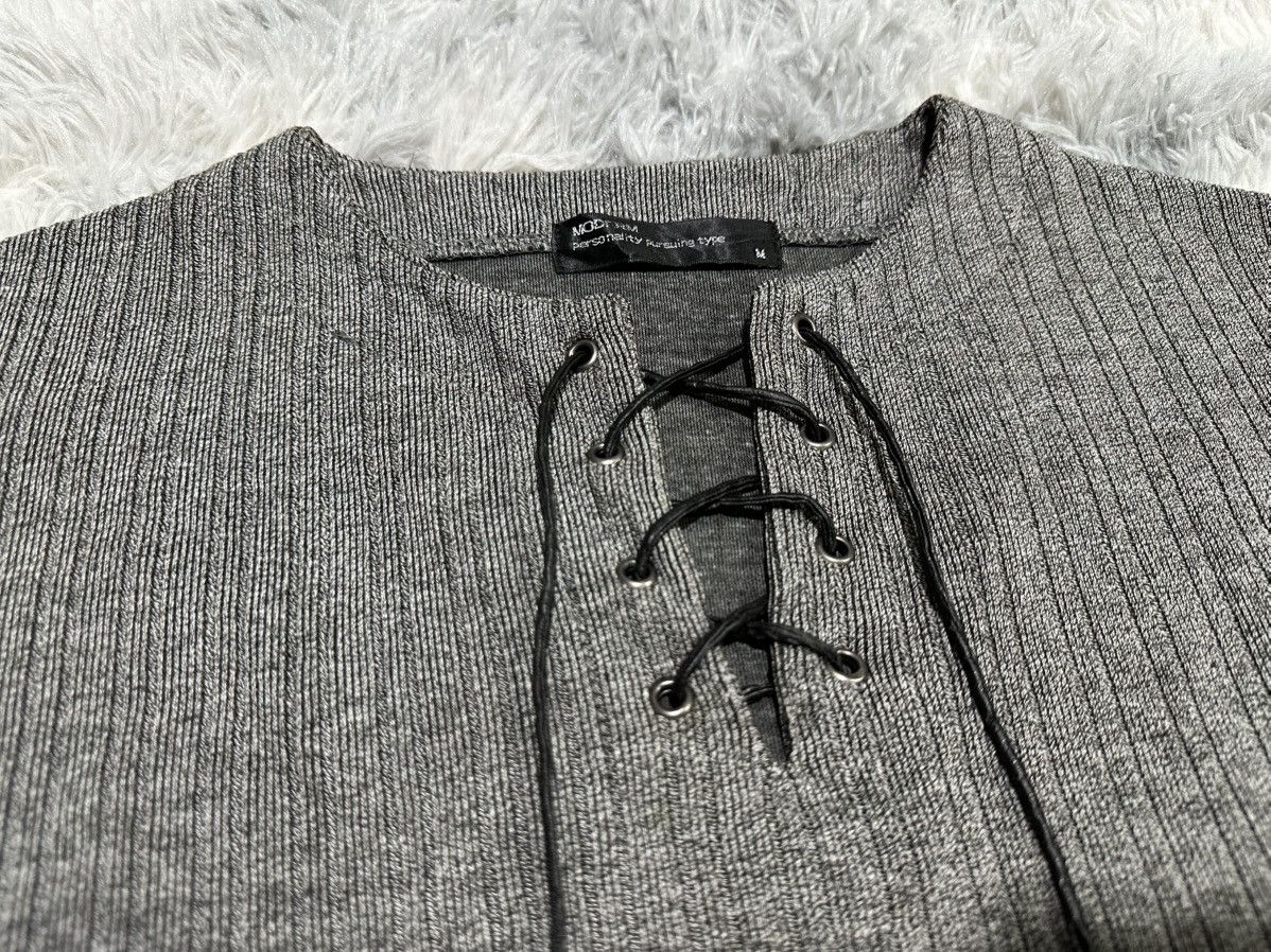 If Six Was Nine 🔥Sick Y2K Moderm Waxed Laces Up Ribbed Shirt Vkei Goth Punk Size US M / EU 48-50 / 2 - 3 Thumbnail