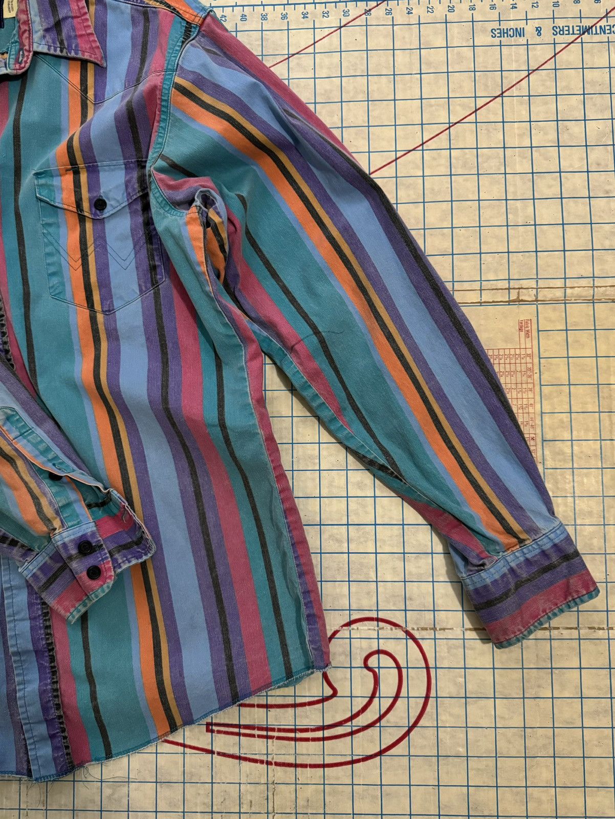 Vintage × Wrangler Vintage Wrangler Brushpopper Striped Button Up Western Shirt Size US L / EU 52-54 / 3 - 10 Thumbnail