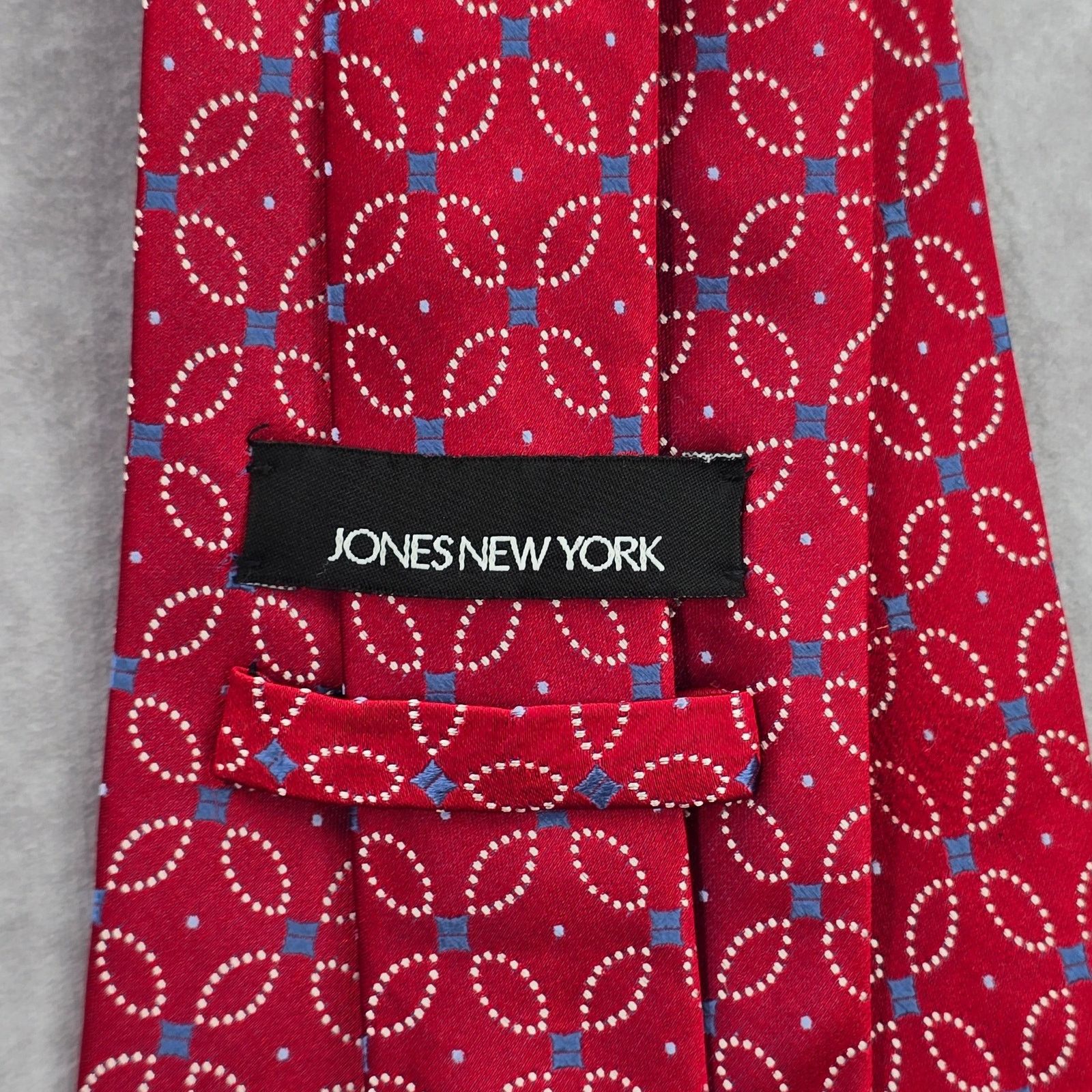 Jones New York Jones New York Red Geometric Floral 100% Silk Neck Tie NWOT Size 28 - 4 Thumbnail
