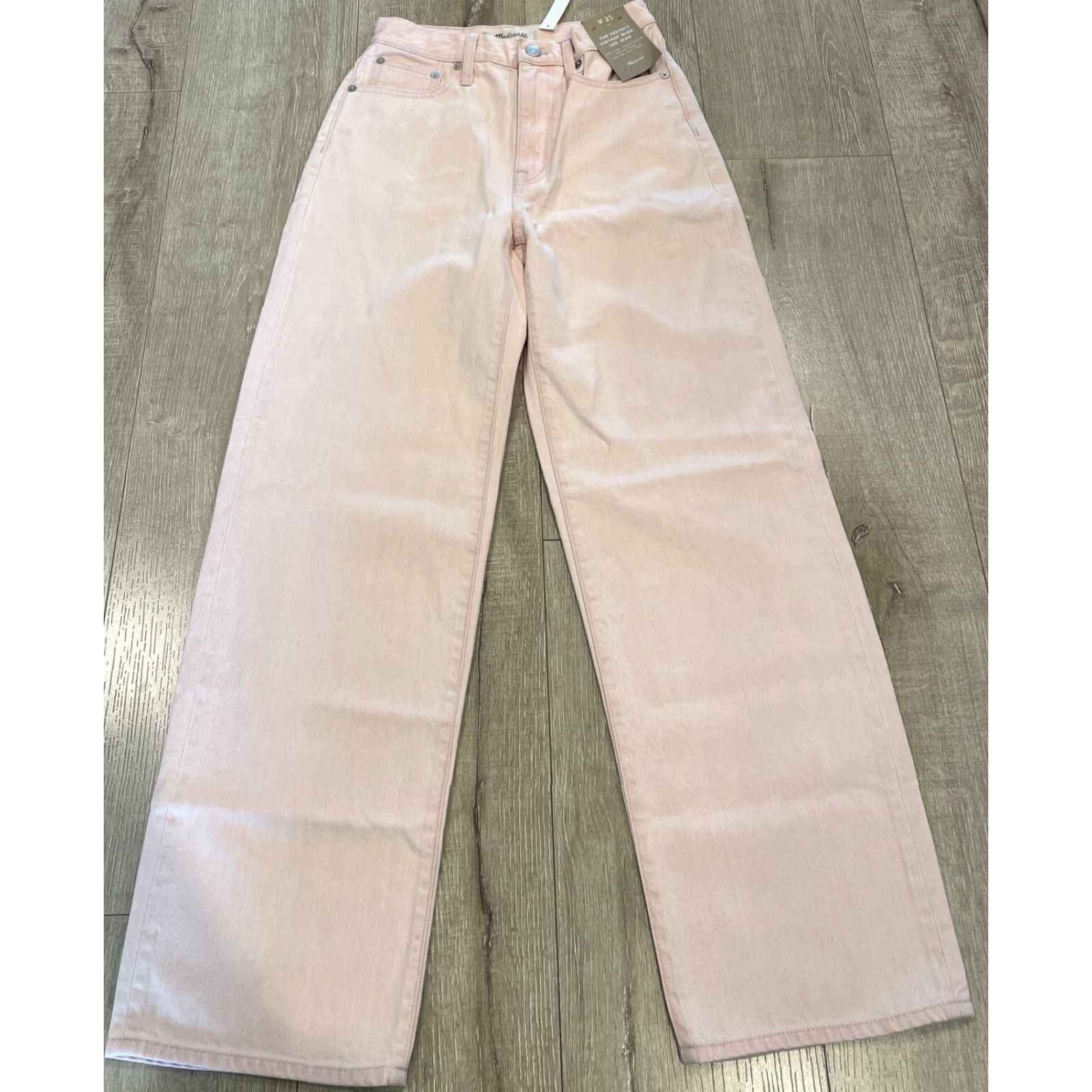 Madewell Wide-Leg Jeans Light Pink Wash Women Size 25 High Rise Bohemian NWT