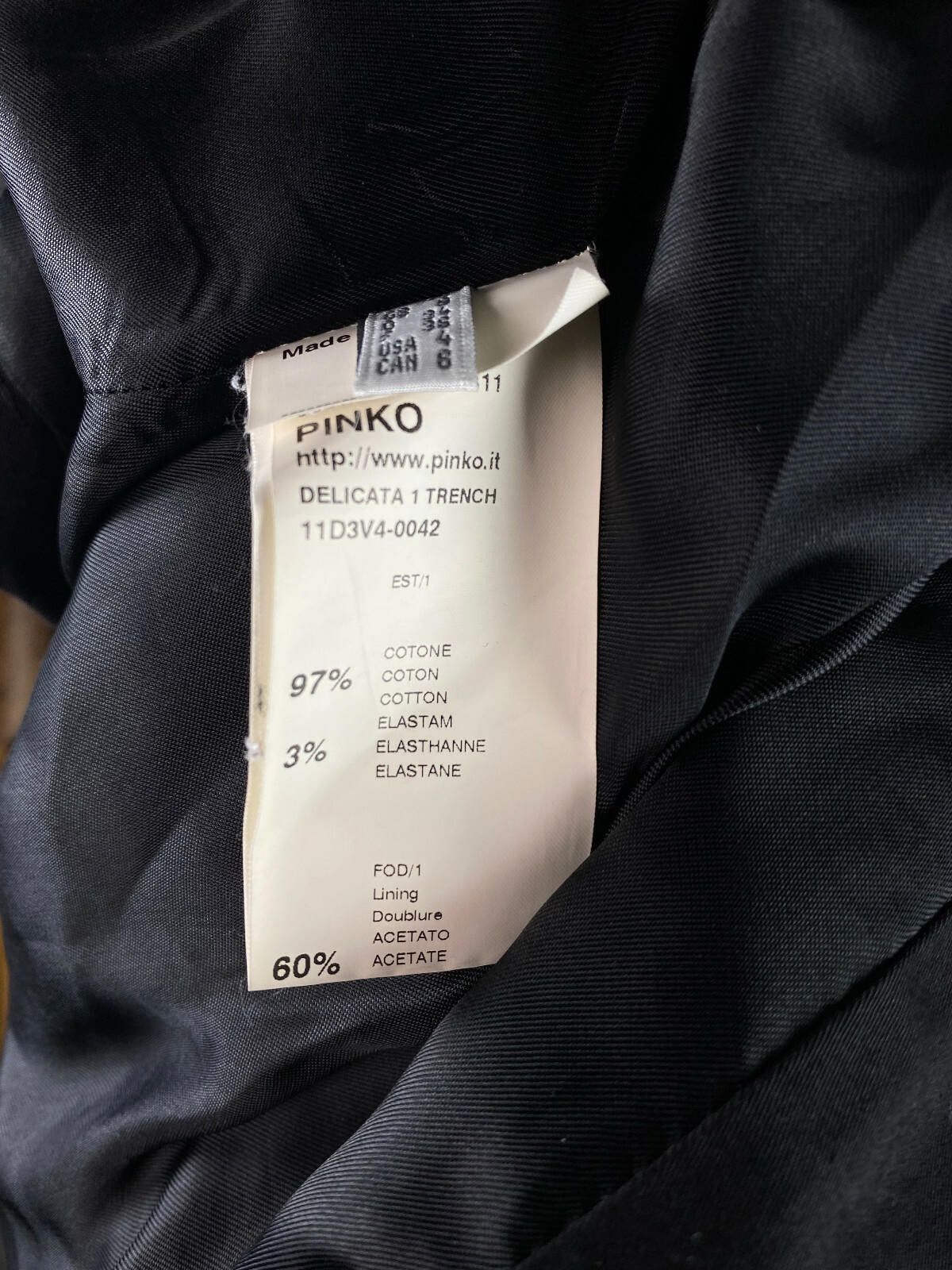 Pink Floyd Pinko Black Cotton Double Breasted Coat Size US 4 GB 8 IT 40 Size S / US 4 / IT 40 - 10 Thumbnail