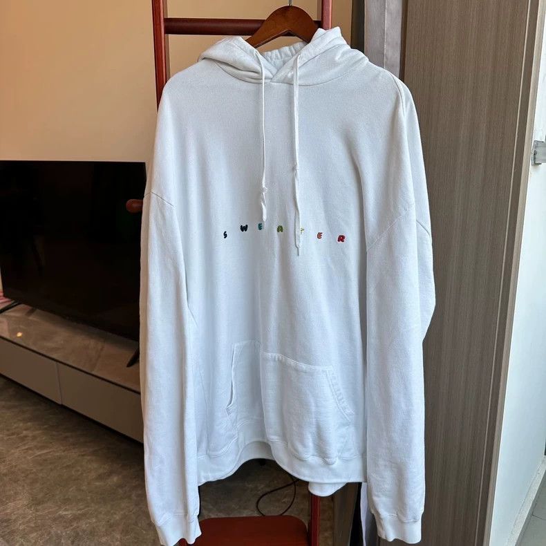 Vetements White Sequin Logo Hoodie - dmc