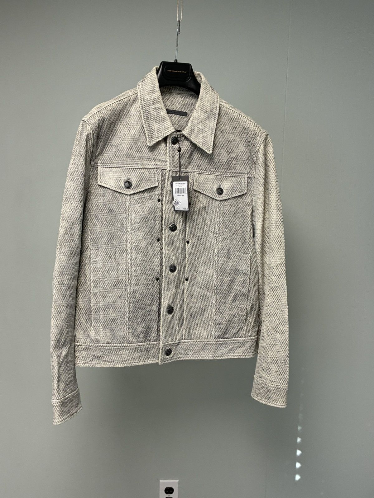 John Varvatos Snake Embossed Leather Trucker jacket EU 48 USA 38 Size US M / EU 48-50 / 2 - 1 Thumbnail